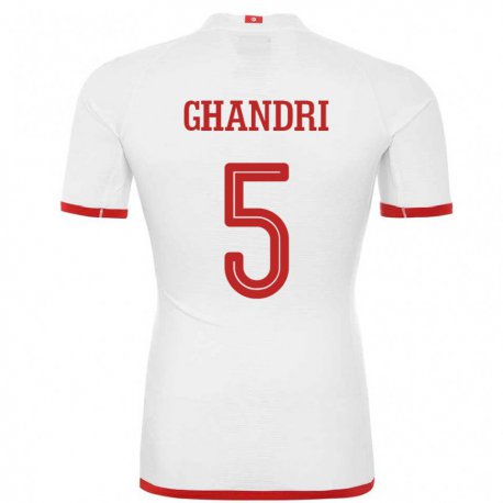 Kandiny Enfant Maillot Tunisie Nader Ghandri #5 Blanc Tenues Extérieur 22-24 T-shirt