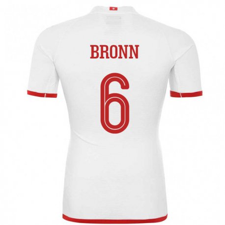 Kandiny Enfant Maillot Tunisie Dylan Bronn #6 Blanc Tenues Extérieur 22-24 T-shirt