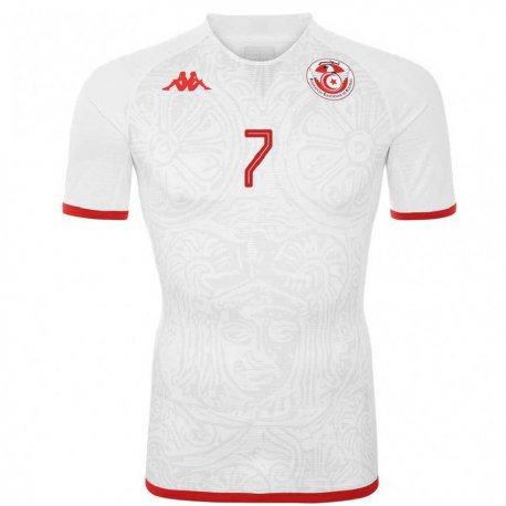 Kandiny Enfant Maillot Tunisie Youssef M Sakni #7 Blanc Tenues Extérieur 22-24 T-shirt