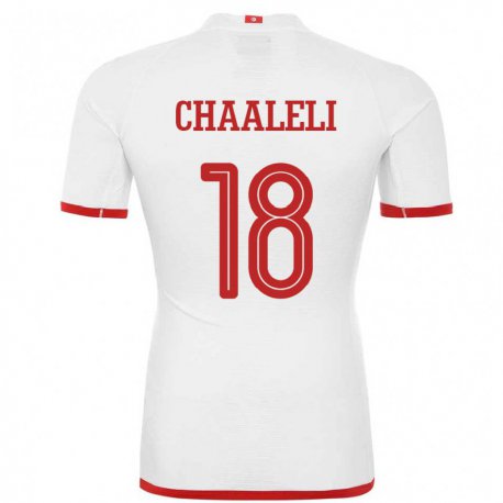 Kandiny Enfant Maillot Tunisie Ghaliene Chaaleli #18 Blanc Tenues Extérieur 22-24 T-shirt
