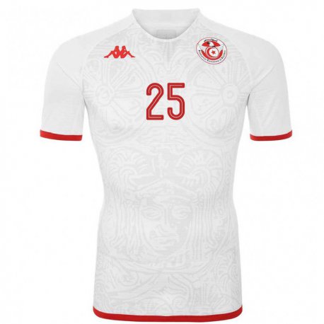 Kandiny Enfant Maillot Tunisie Anis Ben Slimane #25 Blanc Tenues Extérieur 22-24 T-shirt
