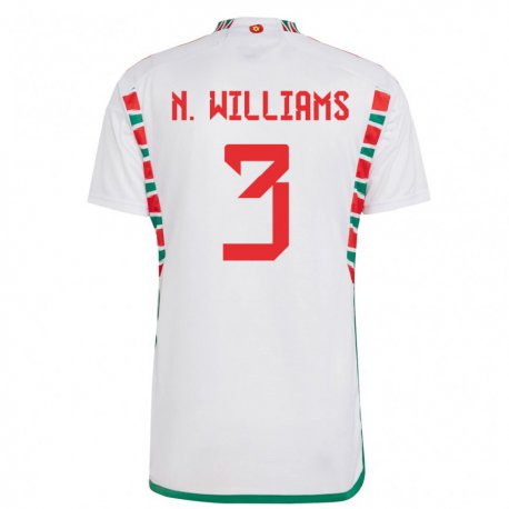 Kandiny Enfant Maillot Pays De Galles Neco Williams #3 Blanc Tenues Extérieur 22-24 T-shirt