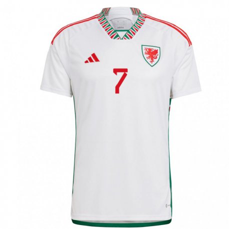 Kandiny Enfant Maillot Pays De Galles Dylan Levitt #7 Blanc Tenues Extérieur 22-24 T-shirt