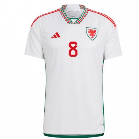 Kandiny Enfant Maillot Pays De Galles Matt Smith #8 Blanc Tenues Extérieur 22-24 T-shirt