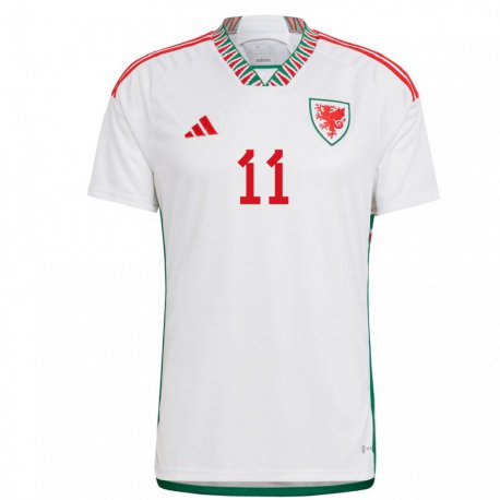 Kandiny Enfant Maillot Pays De Galles Gareth Bale #11 Blanc Tenues Extérieur 22-24 T-shirt
