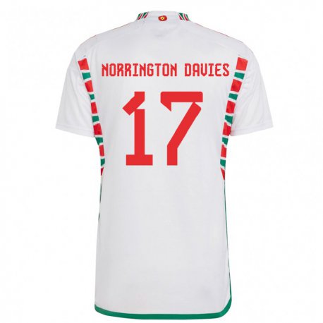 Kandiny Enfant Maillot Pays De Galles Rhys Norrington Davies #17 Blanc Tenues Extérieur 22-24 T-shirt