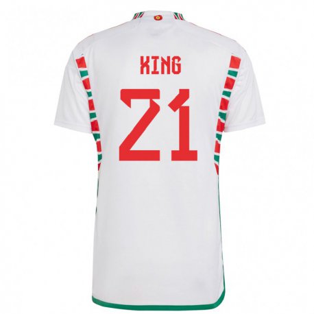 Kandiny Enfant Maillot Pays De Galles Tom King #21 Blanc Tenues Extérieur 22-24 T-shirt