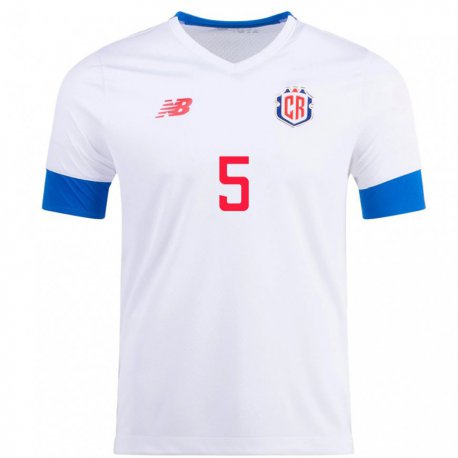 Kandiny Enfant Maillot Costa Rica Celso Borges #5 Blanc Tenues Extérieur 22-24 T-shirt