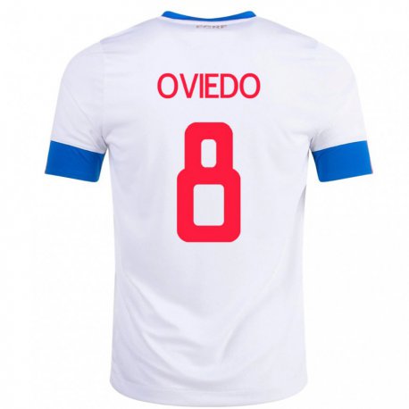Kandiny Enfant Maillot Costa Rica Bryan Oviedo #8 Blanc Tenues Extérieur 22-24 T-shirt