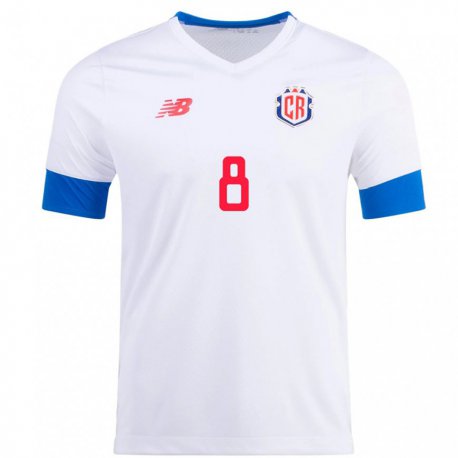 Kandiny Enfant Maillot Costa Rica Bryan Oviedo #8 Blanc Tenues Extérieur 22-24 T-shirt