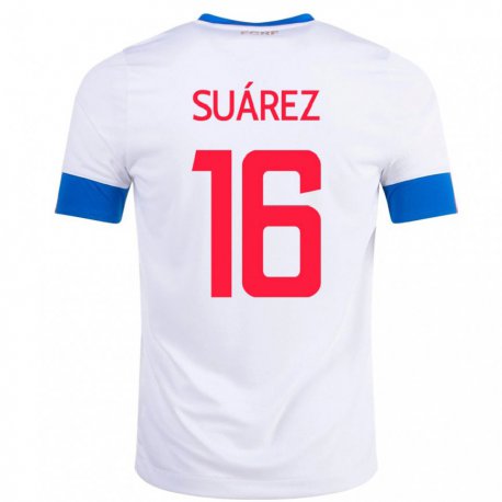 Kandiny Enfant Maillot Costa Rica Aaron Suarez #16 Blanc Tenues Extérieur 22-24 T-shirt