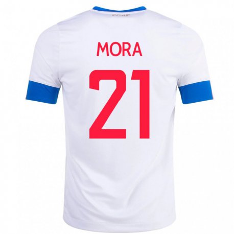 Kandiny Enfant Maillot Costa Rica Carlos Mora #21 Blanc Tenues Extérieur 22-24 T-shirt