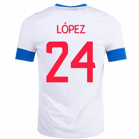 Kandiny Enfant Maillot Costa Rica Douglas Lopez #24 Blanc Tenues Extérieur 22-24 T-shirt
