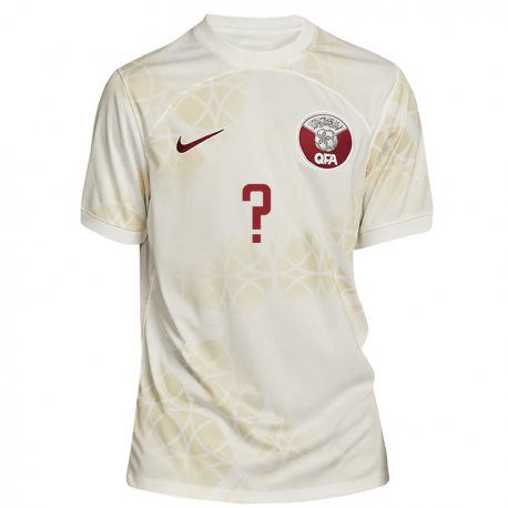 Kandiny Enfant Maillot Qatar Votre Nom #0 Beige Doré Tenues Extérieur 22-24 T-shirt