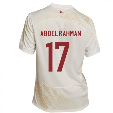 Kandiny Enfant Maillot Qatar Abdelrahman Fahmi Moustafa #17 Beige Doré Tenues Extérieur 22-24 T-shirt