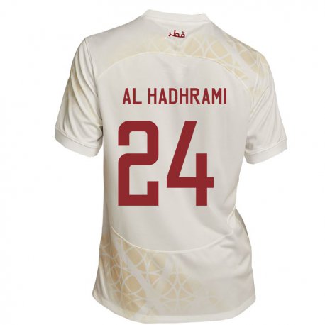 Kandiny Enfant Maillot Qatar Naif Abdulraheem Al Hadhrami #24 Beige Doré Tenues Extérieur 22-24 T-shirt