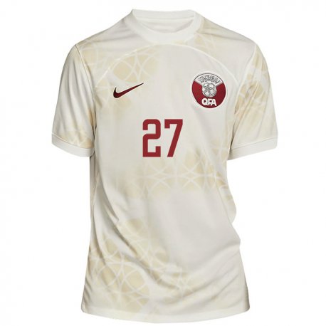 Kandiny Enfant Maillot Qatar Ahmed Suhail #27 Beige Doré Tenues Extérieur 22-24 T-shirt