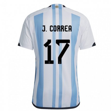 Kandiny Homme Maillot Argentine Joaquin Correa #17 Blanc Bleu Ciel Tenues Domicile 22-24 T-shirt