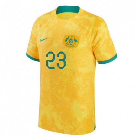 Kandiny Homme Maillot Australie Tom Rogic #23 Doré Tenues Domicile 22-24 T-shirt