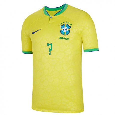 Kandiny Homme Maillot Brésil Votre Nom #0 Jaune Tenues Domicile 22-24 T-shirt
