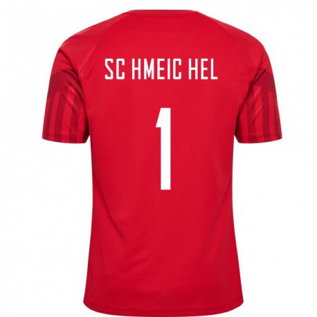 Kandiny Homme Maillot Danemark Kasper Schmeichel #1 Rouge Tenues Domicile 22-24 T-shirt