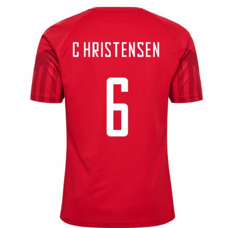 Kandiny Homme Maillot Danemark Andreas Christensen #6 Rouge Tenues Domicile 22-24 T-shirt