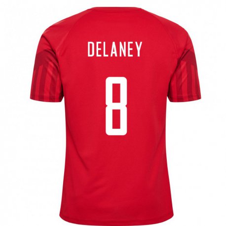 Kandiny Homme Maillot Danemark Thomas Delaney #8 Rouge Tenues Domicile 22-24 T-shirt