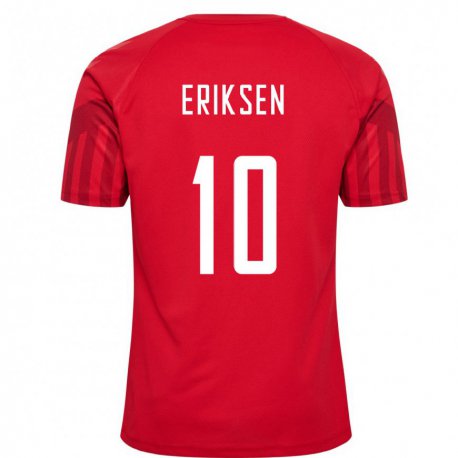 Kandiny Homme Maillot Danemark Christian Eriksen #10 Rouge Tenues Domicile 22-24 T-shirt