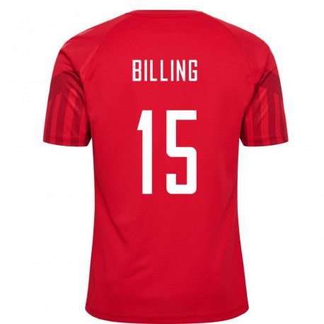 Kandiny Homme Maillot Danemark Philip Billing #15 Rouge Tenues Domicile 22-24 T-shirt