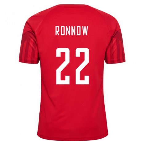 Kandiny Homme Maillot Danemark Frederik Ronnow #22 Rouge Tenues Domicile 22-24 T-shirt