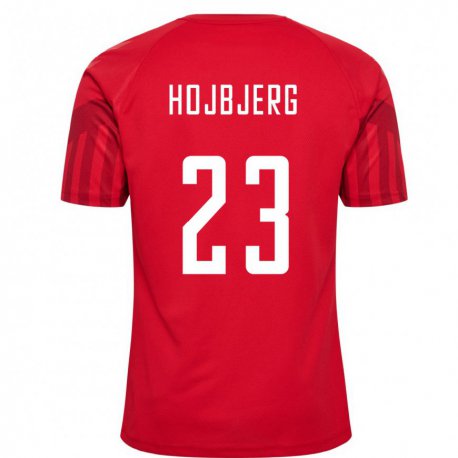 Kandiny Homme Maillot Danemark Pierre Emile Hojbjerg #23 Rouge Tenues Domicile 22-24 T-shirt