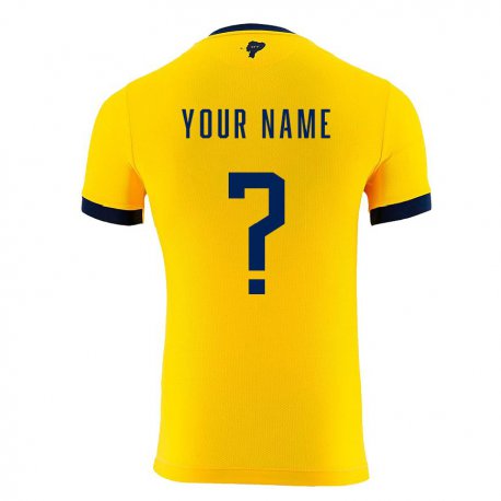 Kandiny Homme Maillot Équateur Votre Nom #0 Jaune Tenues Domicile 22-24 T-shirt