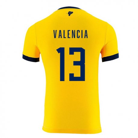 Kandiny Homme Maillot Équateur Enner Valencia #13 Jaune Tenues Domicile 22-24 T-shirt