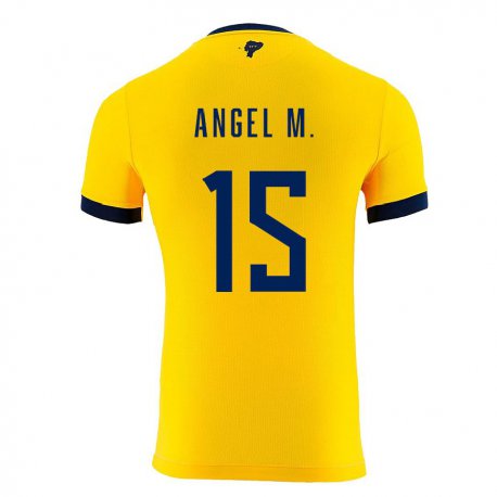 Kandiny Homme Maillot Équateur Angel Mena #15 Jaune Tenues Domicile 22-24 T-shirt