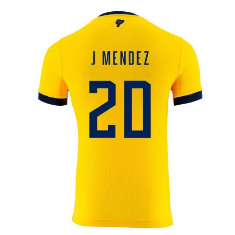 Kandiny Homme Maillot Équateur Jhegson Mendez #20 Jaune Tenues Domicile 22-24 T-shirt
