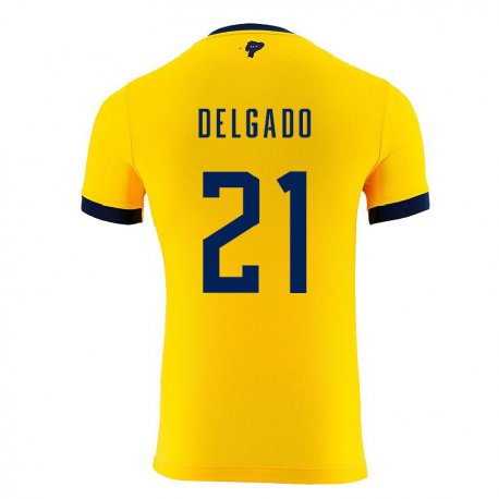 Kandiny Homme Maillot Équateur Patrickson Delgado #21 Jaune Tenues Domicile 22-24 T-shirt