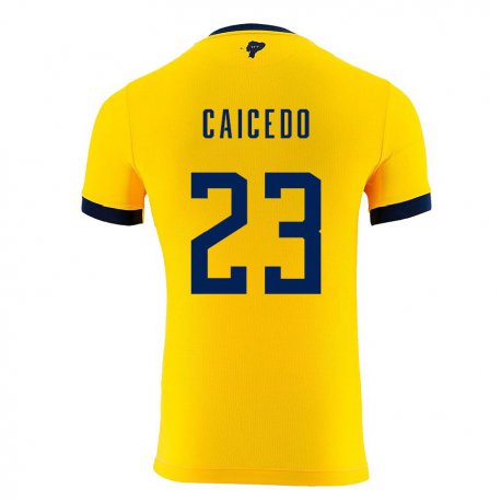 Kandiny Homme Maillot Équateur Moises Caicedo #23 Jaune Tenues Domicile 22-24 T-shirt