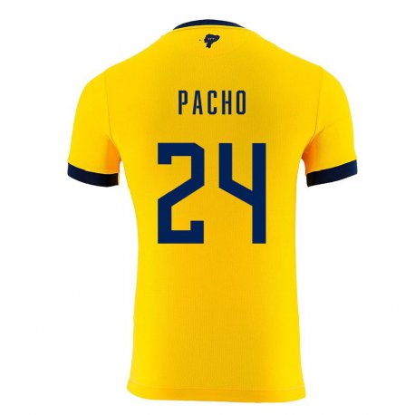 Kandiny Homme Maillot Équateur William Pacho #24 Jaune Tenues Domicile 22-24 T-shirt