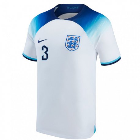 Kandiny Homme Maillot Angleterre Ben Chilwell #3 Blanc Bleu Tenues Domicile 22-24 T-shirt