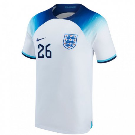 Kandiny Homme Maillot Angleterre Jude Bellingham #26 Blanc Bleu Tenues Domicile 22-24 T-shirt