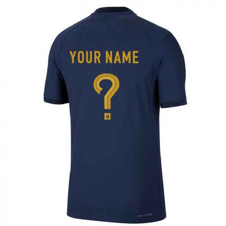 Kandiny Homme Maillot France Votre Nom #0 Bleu Marine Tenues Domicile 22-24 T-shirt