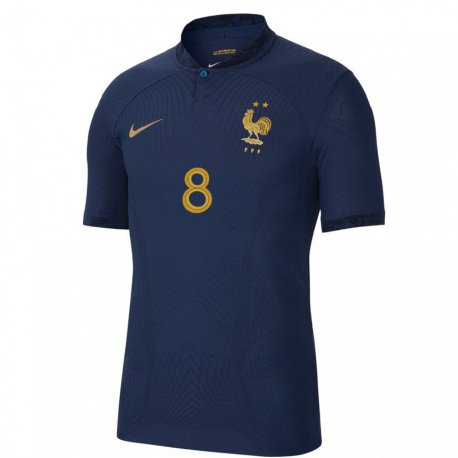 Kandiny Homme Maillot France Aurelien Tchouameni #8 Bleu Marine Tenues Domicile 22-24 T-shirt