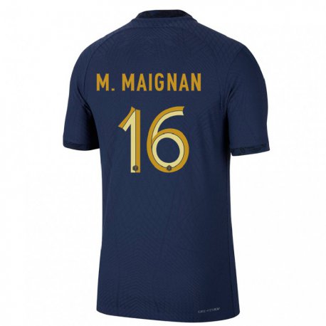 Kandiny Homme Maillot France Mike Maignan #16 Bleu Marine Tenues Domicile 22-24 T-shirt