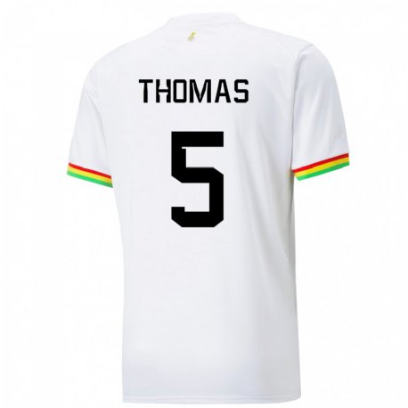 Kandiny Homme Maillot Ghana Thomas Partey #5 Blanc Tenues Domicile 22-24 T-shirt