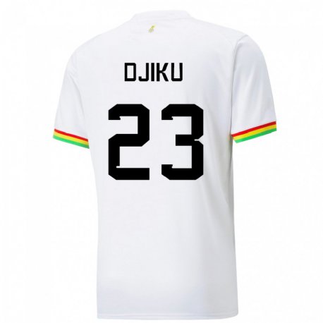 Kandiny Homme Maillot Ghana Alexander Djiku #23 Blanc Tenues Domicile 22-24 T-shirt