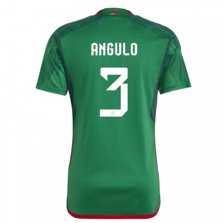 Kandiny Homme Maillot Mexique Jesus Angulo #3 Verte Tenues Domicile 22-24 T-shirt