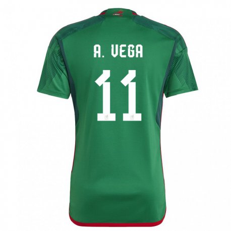 Kandiny Homme Maillot Mexique Alexis Vega #11 Verte Tenues Domicile 22-24 T-shirt