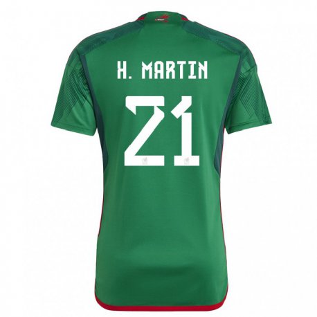 Kandiny Homme Maillot Mexique Henry Martin #21 Verte Tenues Domicile 22-24 T-shirt