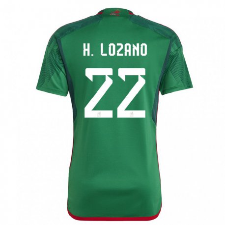 Kandiny Homme Maillot Mexique Hirving Lozano #22 Verte Tenues Domicile 22-24 T-shirt