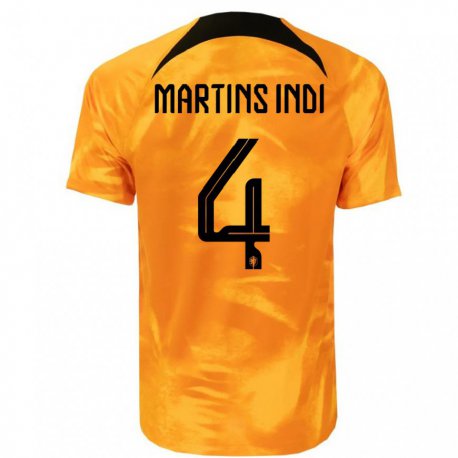 Kandiny Homme Maillot Pays-bas Bruno Martins Indi #4 Orange Laser Tenues Domicile 22-24 T-shirt